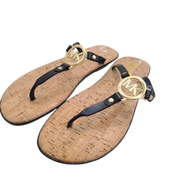 Michael Kors Sandals MK Blueblack Jelly PVC Cork Thong Flip Flop🌴✌️ - Picture 2 of 8